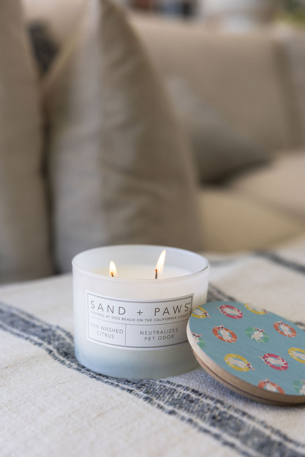 Scented Sand + Paws Sun Washed Citrus 12 oz scented candle