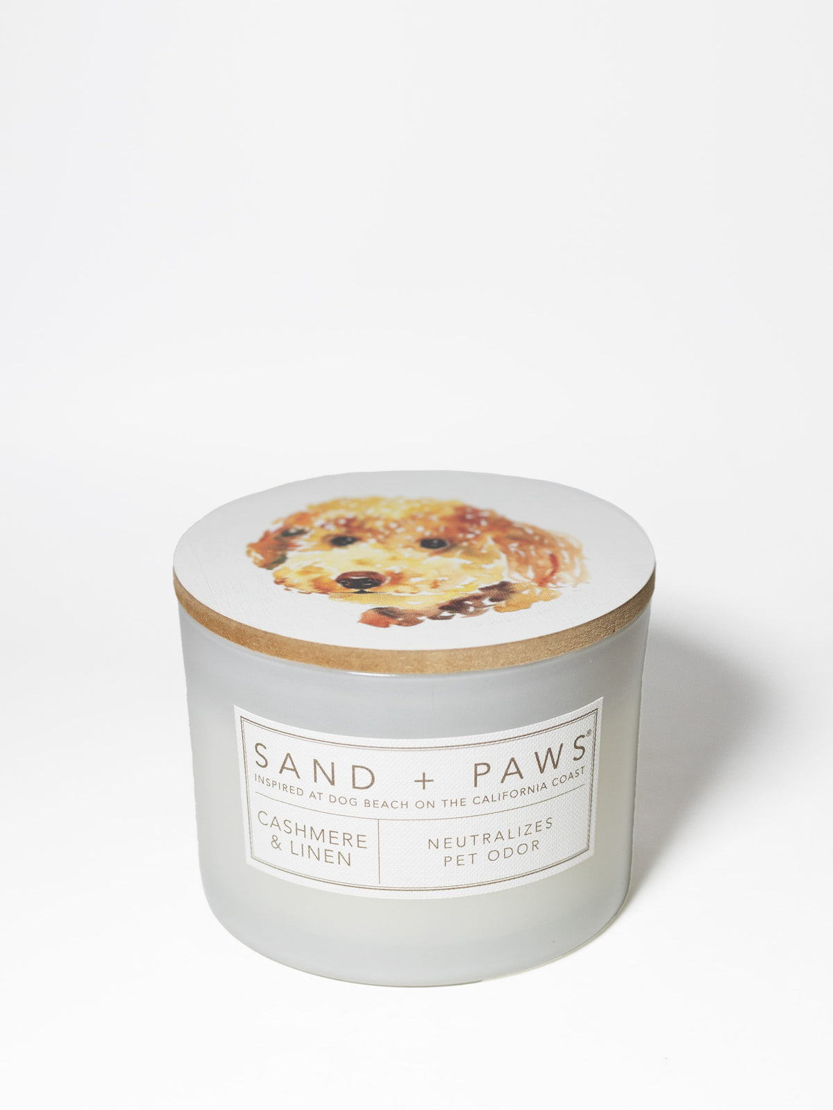 Scented Sand + Paws Cashmere & Linen 12 oz scented candle