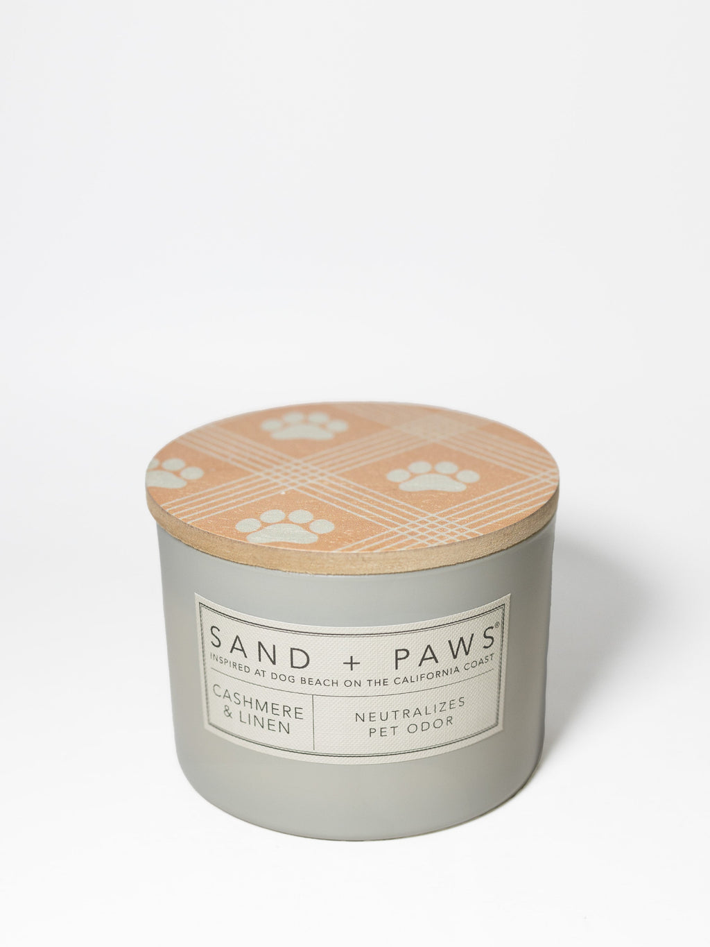 Scented Sand + Paws Cashmere & Linen 12 oz scented candle