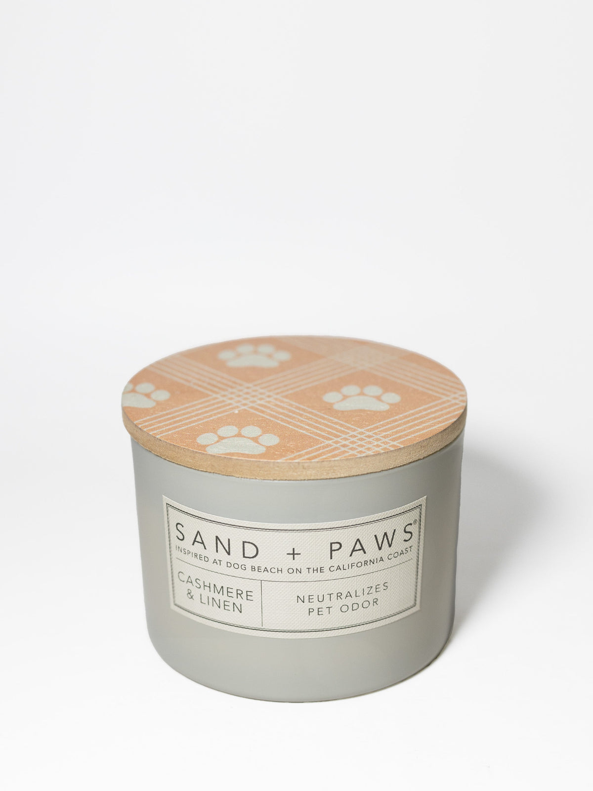 Scented Sand + Paws Cashmere & Linen 12 oz scented candle